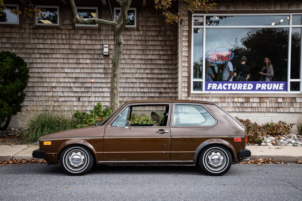 A definitively RADwood car, this MK1 Rabbit sat wonderfully in front of a Fractured Prune backdrop.
