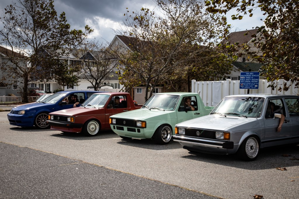 A MK1 VW meet featuring some caddy's and a rabbit.